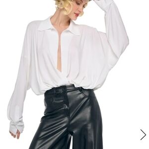 Norma Kamali White Draped Blouse
